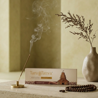 Chandan (Sandalwood) Incense Sticks | Pack of 45 | Upcycled Sacred Temple Flowers | 75+ Min Burn | 100% Organic & Charcoal-Free