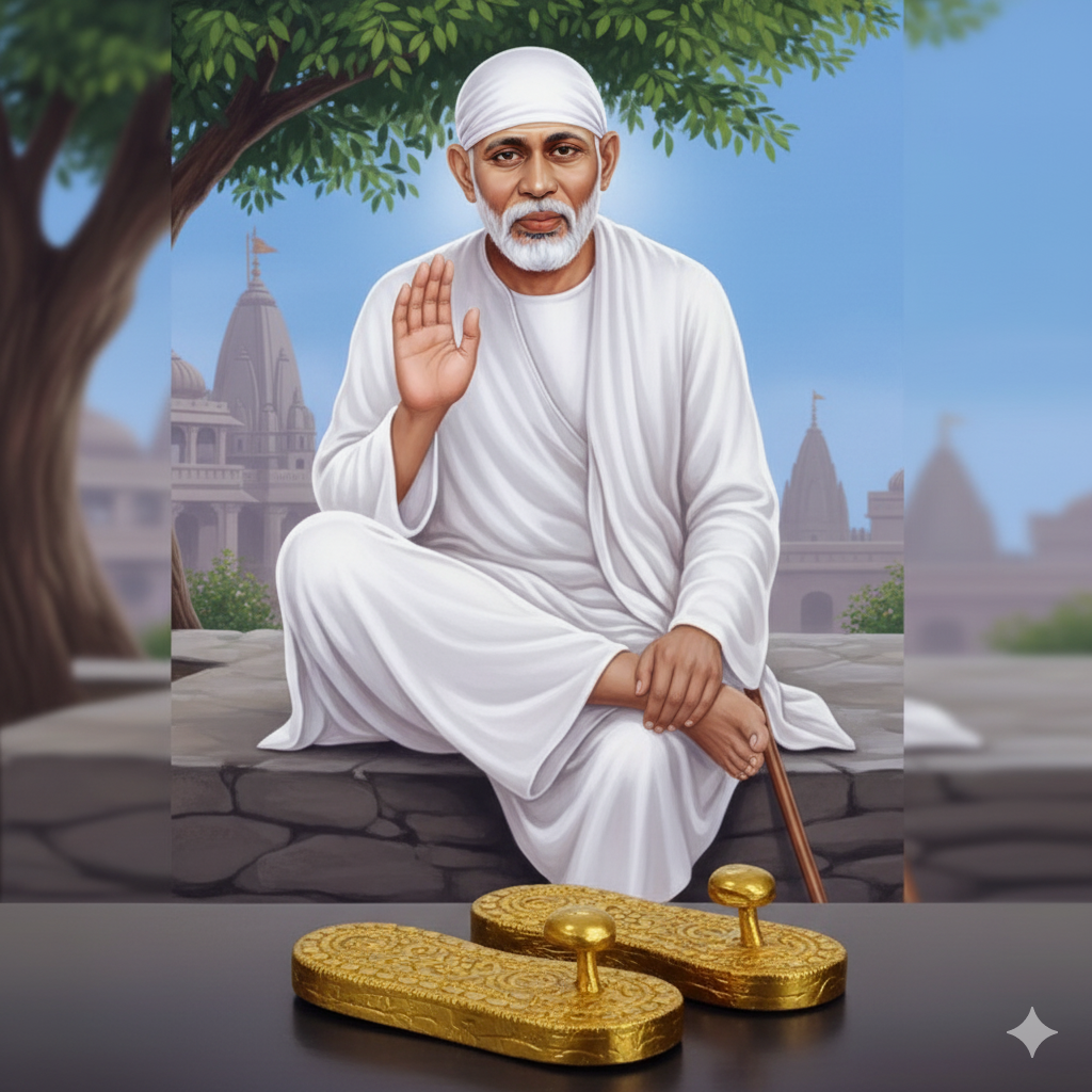 Sacred Sai Baba Charan Paduka Premium Bronze Finish
