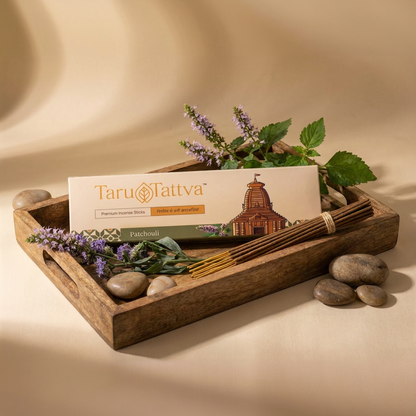 Patchouli Grounding Incense Sticks | Pack of 45 | Upcycled Sacred Temple Flowers | 75+ Min Burn | 100% Organic & Charcoal-Free